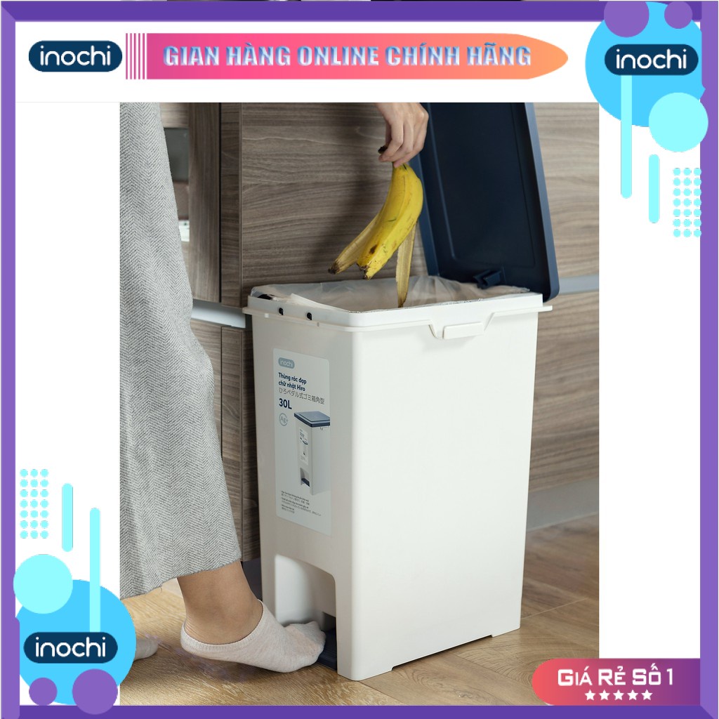 Thùng rác đạp chữ nhật Inochi 30L