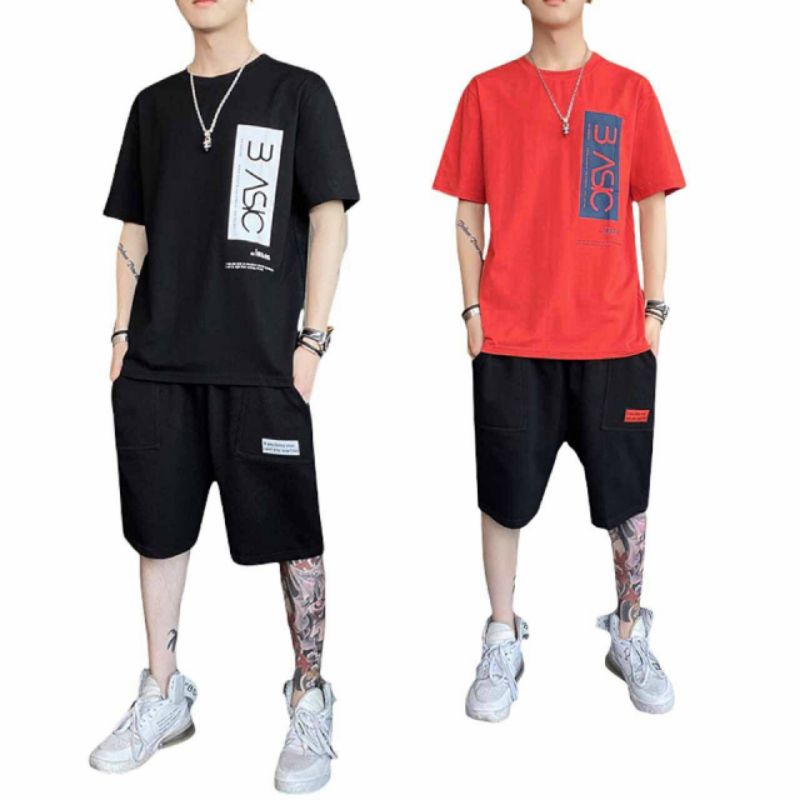 Set quần áo thể thao nam, Bộ thun hè nam, bộ đồ nam thun mè thoáng mát