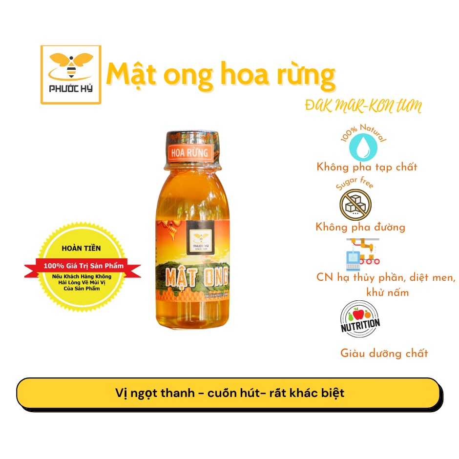 Mật ong hoa rừng Tây Nguyên nguyên chất từ thiên nhiên 100ml