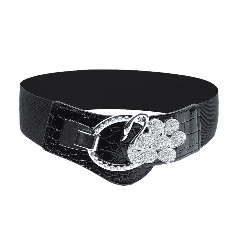 Thắt Lưng Da PU Bản Rộng Màu Trơn Co Giãn Phong Cách Gothic Thời Trang Cho Nữ