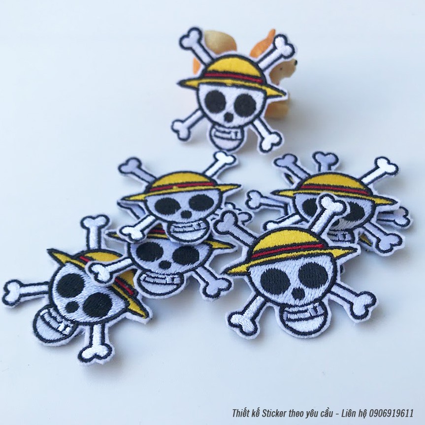 Sticker ủi thêu hình logo One Piece Luffy độc đáo - Patch ủi quần áo balo S14