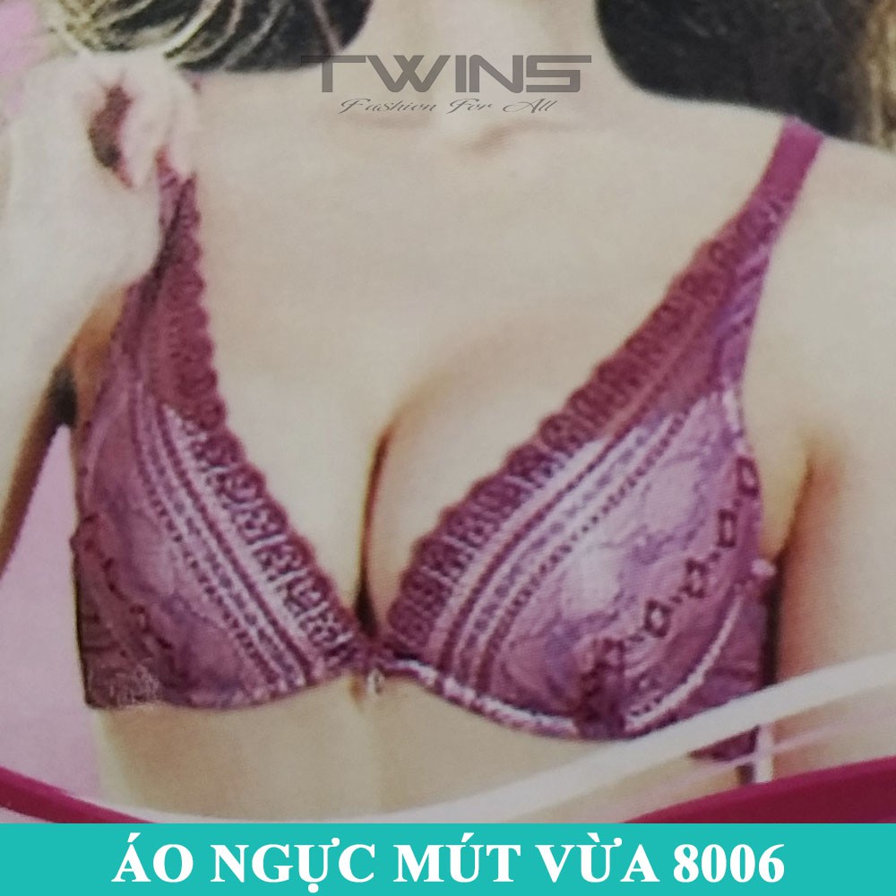 Áo ngực nữ ren nâng ngực chữ V Joy 8006 có gọng mút vừa có thể tháo rời size 34-36-38