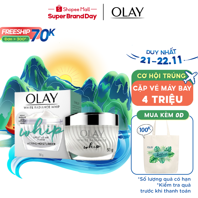 [Mã PGSBD giảm -8% đơn 250K] Kem Dưỡng Trắng Da Olay White Radiance Whip 50g