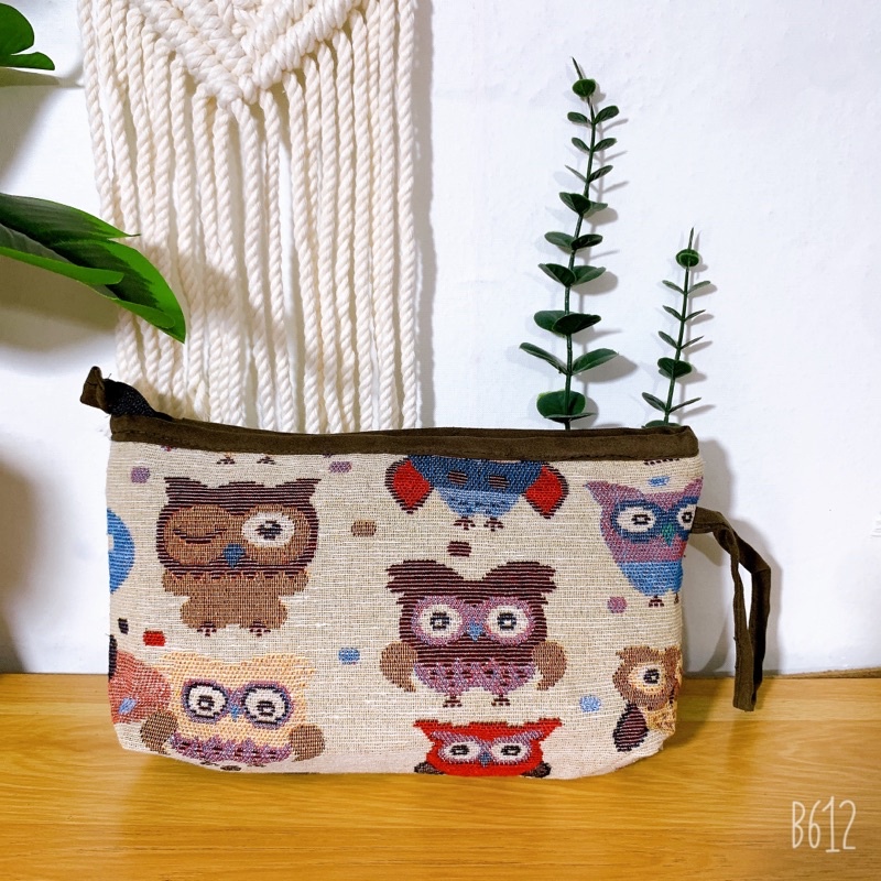 Túi đựng Mỹ phẩm thổ Cẩm hình cú