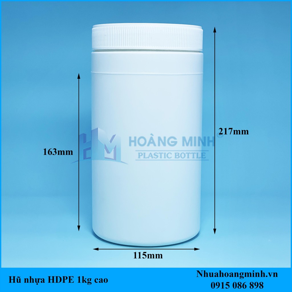 Hủ Nhựa 2000ml Nắp Vặn Thân Trắng Đục Nhựa HDPE - Đựng Bột Nậu Nành - Bột Nghệ - Bột Bắp