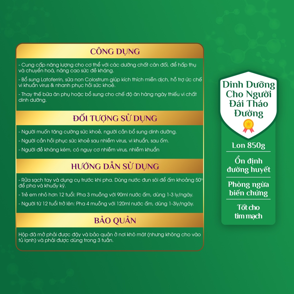 Sữa Neomil Diabetes 850G - Dinh dưỡng cho người bệnh đái tháo đường