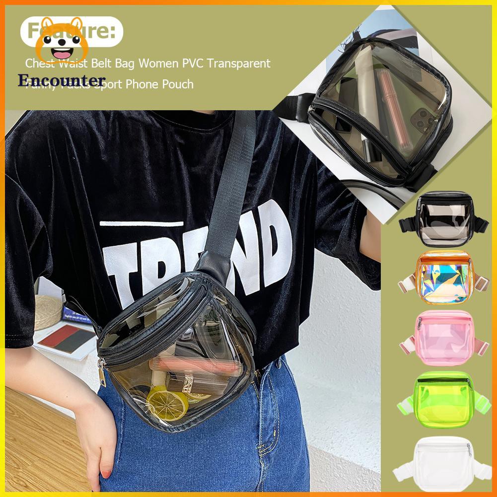 ○Encounter○ Chest Waist Belt Bag Women PVC Transparent Fanny Packs Sport Phone Pouch☆