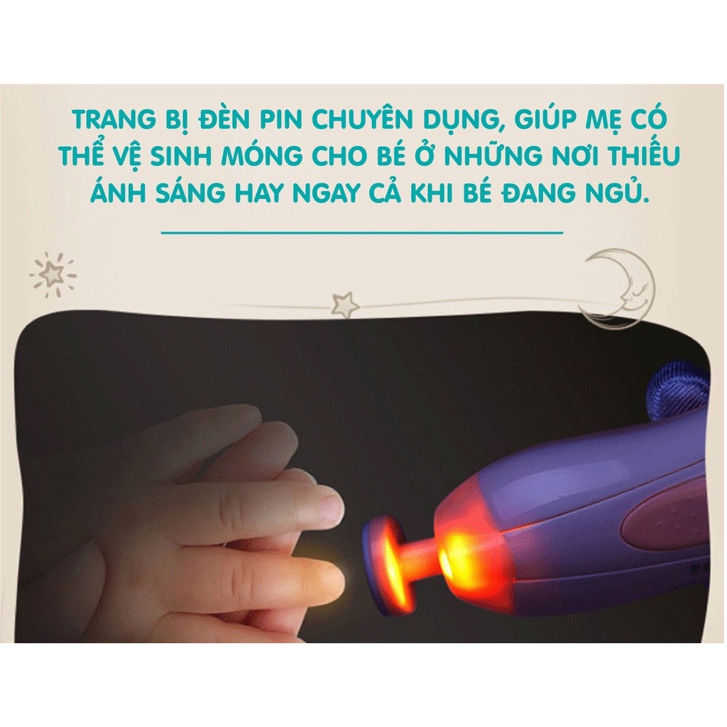 Máy Cắt Móng Tay Điện Đa Năng Cho Bé An Toàn Thông Minh Tiện Ích Trang Bị Đèn Pin Hàng Chính Hãng