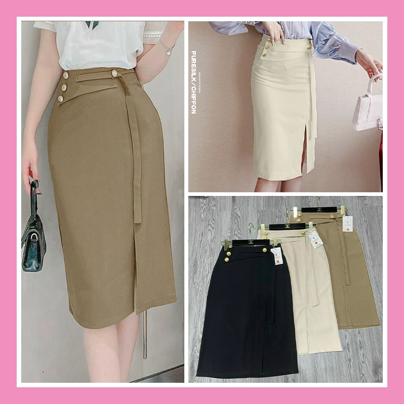 Chân váy midi công sở xẻ tà có BIGSIZE dài qua gối phong cách trẻ trung năng động đi làm đi tiệc siêu xinh CV39