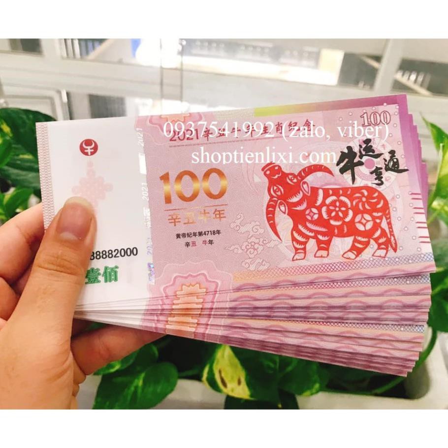 Tiền 100 Macao Hình Con Trâu Lì Xì Tết 2021 - Tien Macao Hinh Con Trau