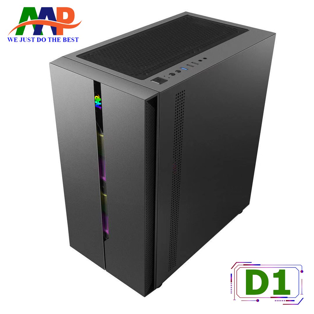 [FreeShip Toàn Quốc] CASE AAP D1 Black/White GAMING Mặt trước dãy Led RGB (Hông Kính Cường Lực)