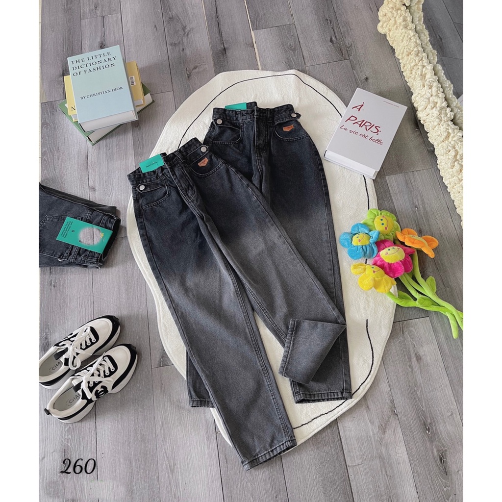 [ VIDEO+FREESHIP ] QUẦN BAGGY JEANS NỮ LƯNG CAO LAI CUỐN LOANG XÁM TRẮNG CHÂN 2 ĐAI TÚI PHỐI MẠC CAM DÀY DẶN MỀM MỊN