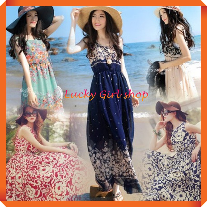 Đầm Voan Dài/ Váy Maxi Chiffon Thời Trang Mùa Hè Hàng Nhập Quảng Châu Free Size Dưới 60Kg - Lucky Girl shop