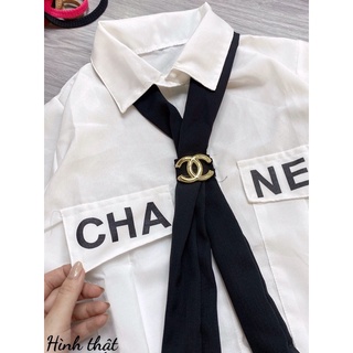 Áo sơ mi croptop kèm cà vạt siêu đỉnh