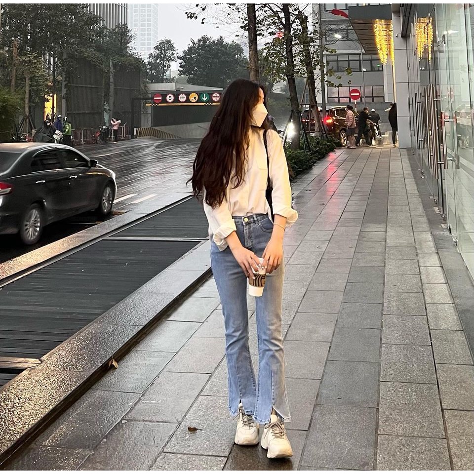 (FREESHIP) quần jean ống loe xẻ gấu Miho.house