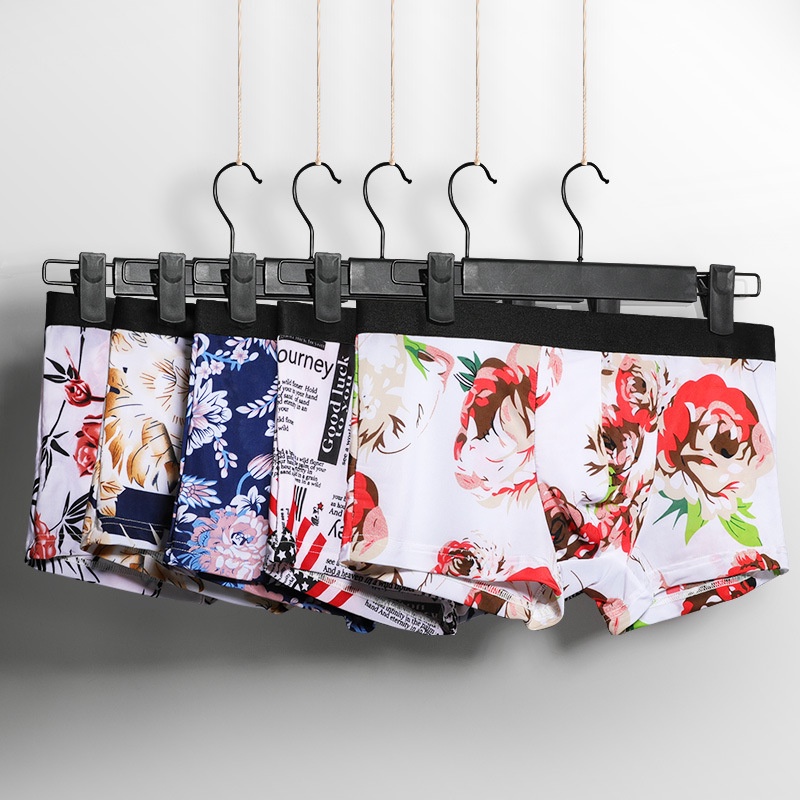 Bộ 3 Quần Lót Boxer Vải Lụa Lạnh Mỏng Thoáng Khí Thoải Mái In Họa Tiết Độc Đáo 232