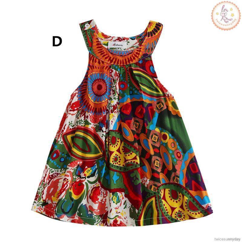 Đầm sát nách hoạ tiết hoa cho bé gái ( 1-6 tuổi )