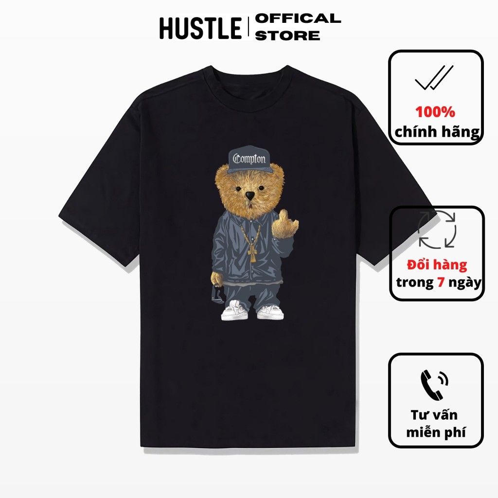 Áo thun nam nữ tay lỡ phông UNISEX form rộng  - &quot;Bad Bear&quot; - Chất liệu 100 cotton premium cao cấp full size - Hustle
