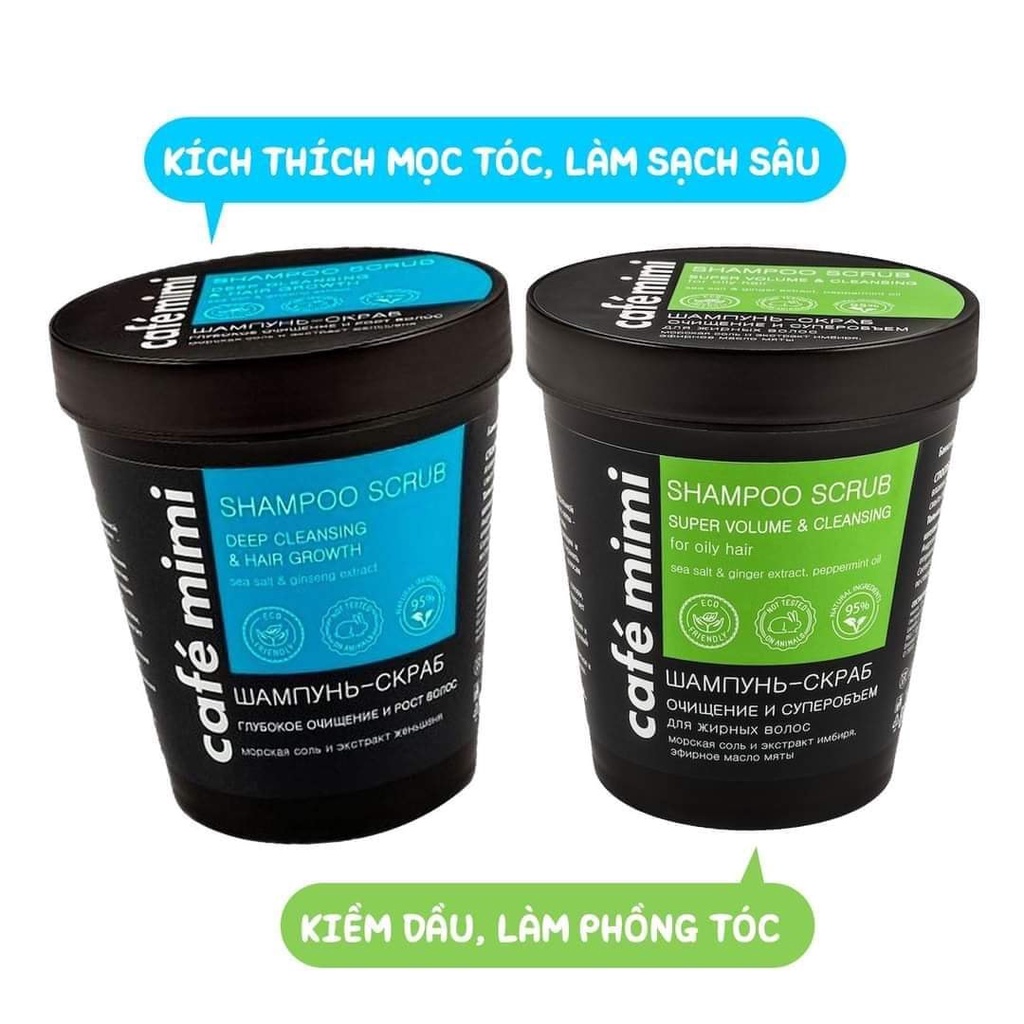 Tẩy da chết da đầu Cafe Mimi của Nga hũ 330gr