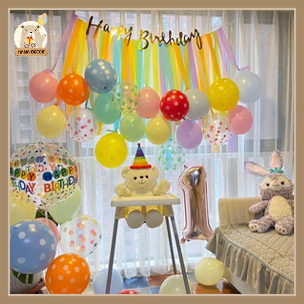 Set bóng trang trí sinh nhật phong cách Hàn Quốc cho bé trai và bé gái