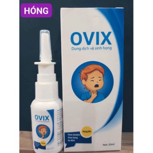 Dung dịch vệ sinh họng Ovix hết đau họng họng hạt, amydal cho trẻ em người lớn lọ 20ml