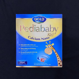 Siro Calcium Nano Pediababy Kid Gold bổ sung canxi vitamin và lysine cho trẻ cao nhanh chóng lớn xương chắc khỏe 20 ống