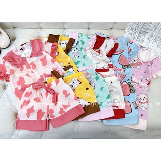 Đồ bộ bé gái, bộ pijama ngắn tay cho bé gái size 5-26kg chất lụa mango mềm mát