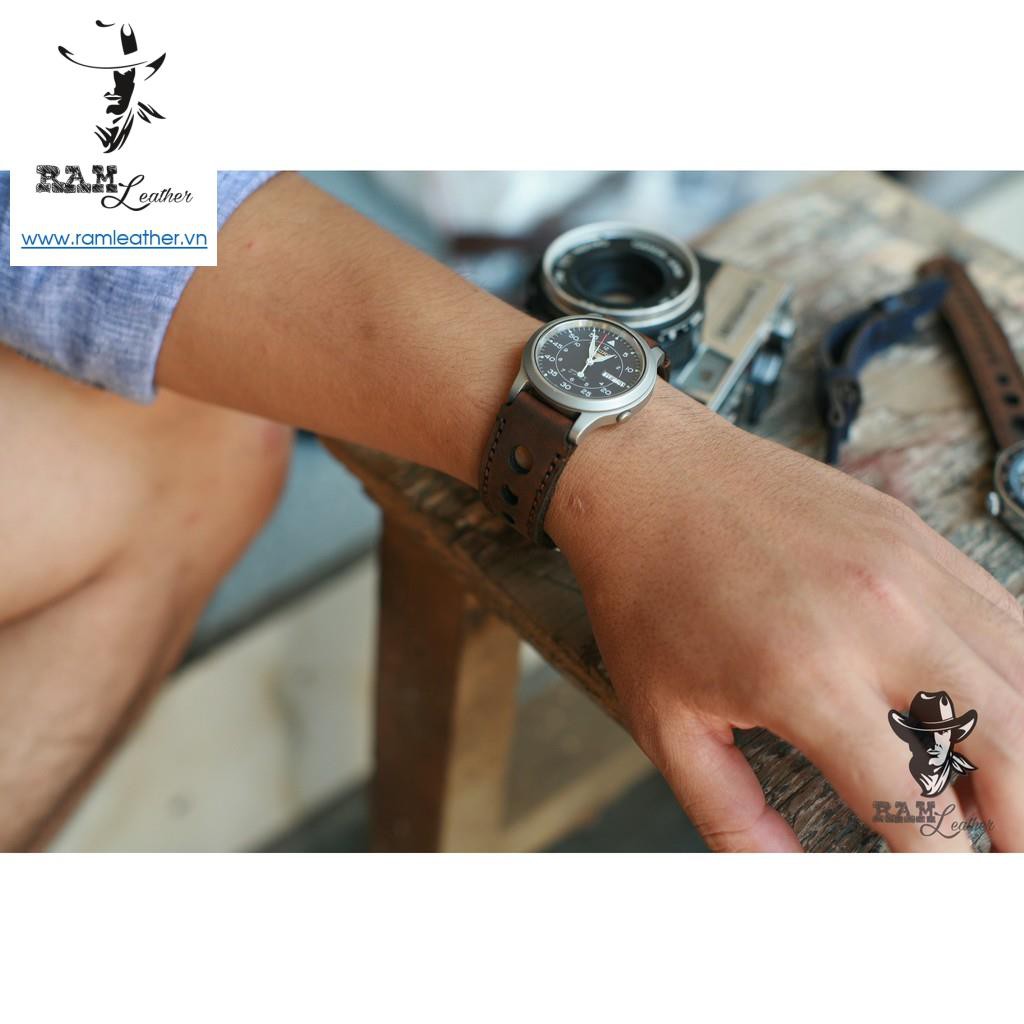 Tổng Hợp Dây Đồng Hồ Da Bò Thật Bền Đẹp 18 Chuyên Dùng Cho Seiko 5 Quân Đội 37mm Và Orient Sk