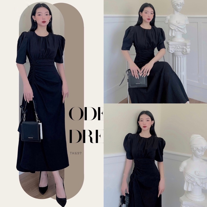 Đầm maxi cổ tròn rút eo siêu phẩm