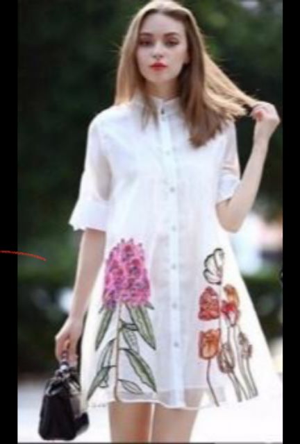 💥💥💥Đầm Sơ Mi 2 Lớp In Họa Tiết Chim Cò | BigBuy360 - bigbuy360.vn