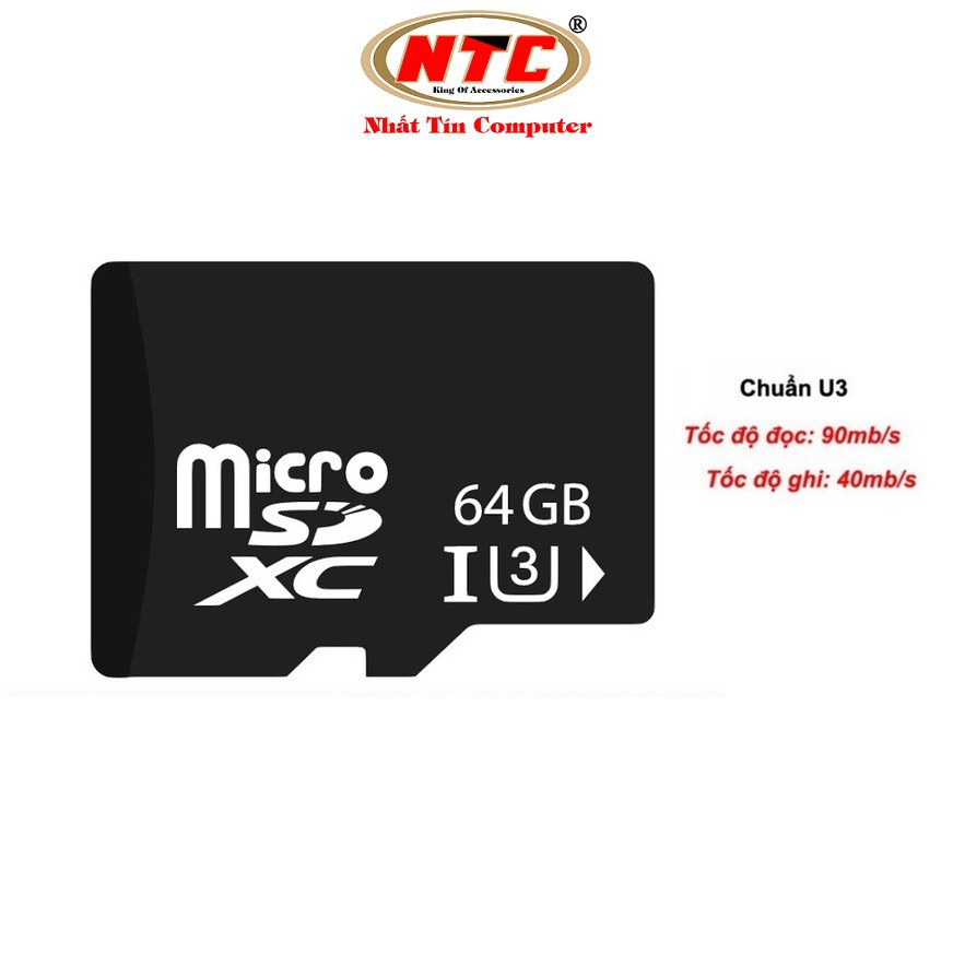 Thẻ nhớ microSDXC Noname 64GB UHS-I U3 hỗ trợ 4K - chuyên dụng camera IP (Đen) | BigBuy360 - bigbuy360.vn