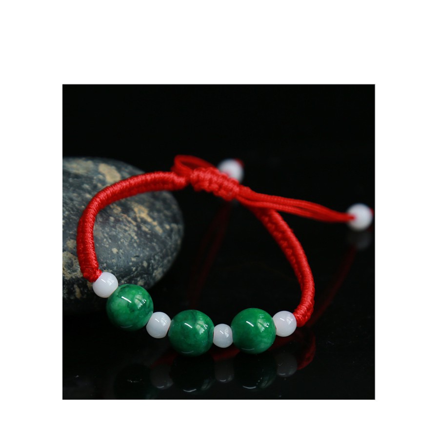 Vòng chỉ đỏ đính ngọc tự nhiên CD (Chọn mẫu)