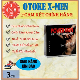 Bao cao su có gai size nhỏ ôm sát powermen dotted type hộp 3c