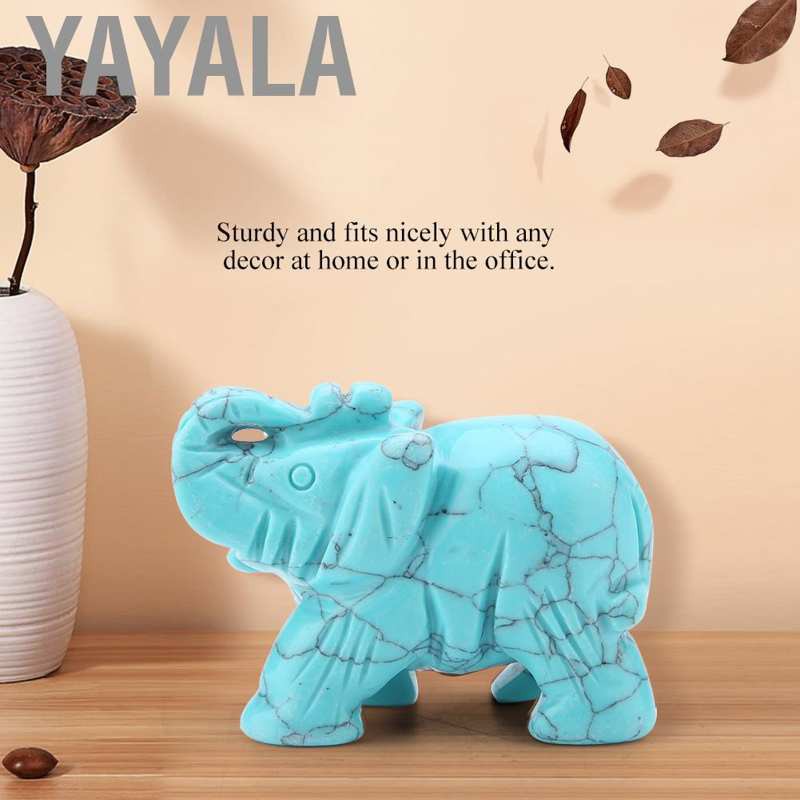 YAYALA 1x Hand Carved Natural Stone Jade Elephant Mini Animal Statue Gemstone Figurines