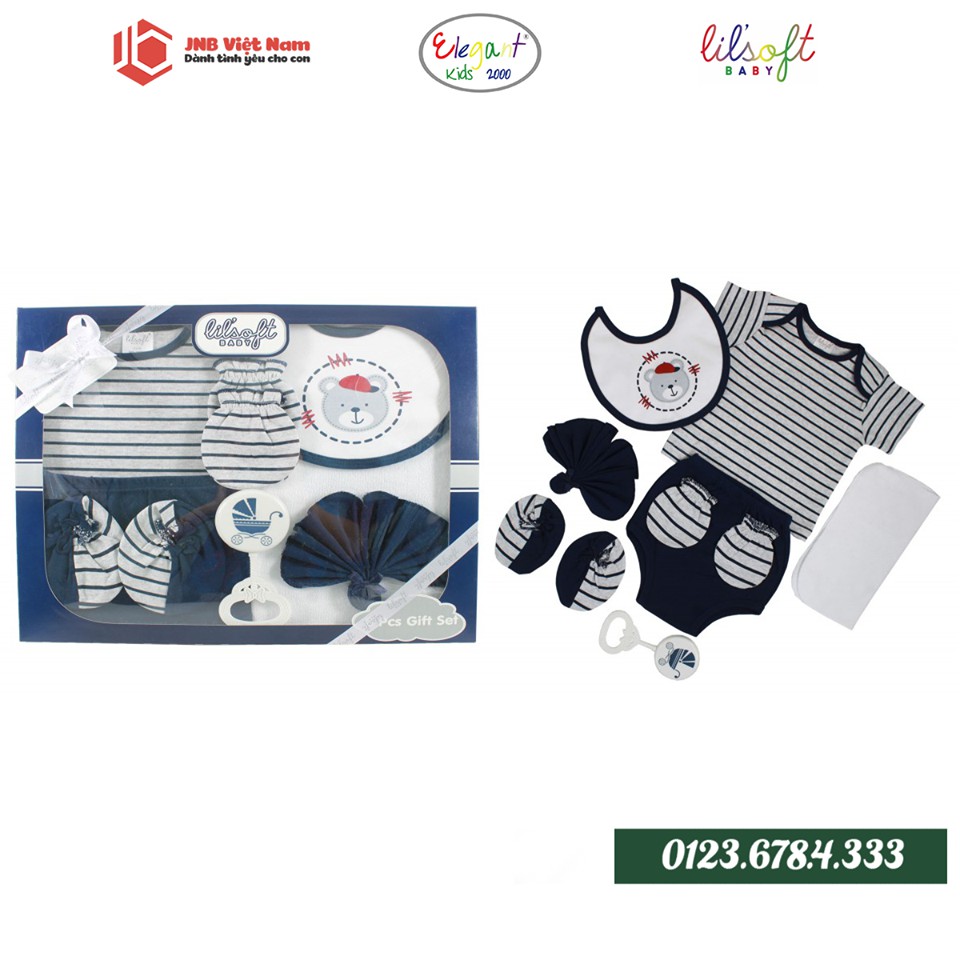 Set quà tặng sơ sinh cao cấp Lovekids 8 chi tiết,100% cotton mềm mịn,an toàn cho làn da của bé,size từ 0 đến 6 tháng