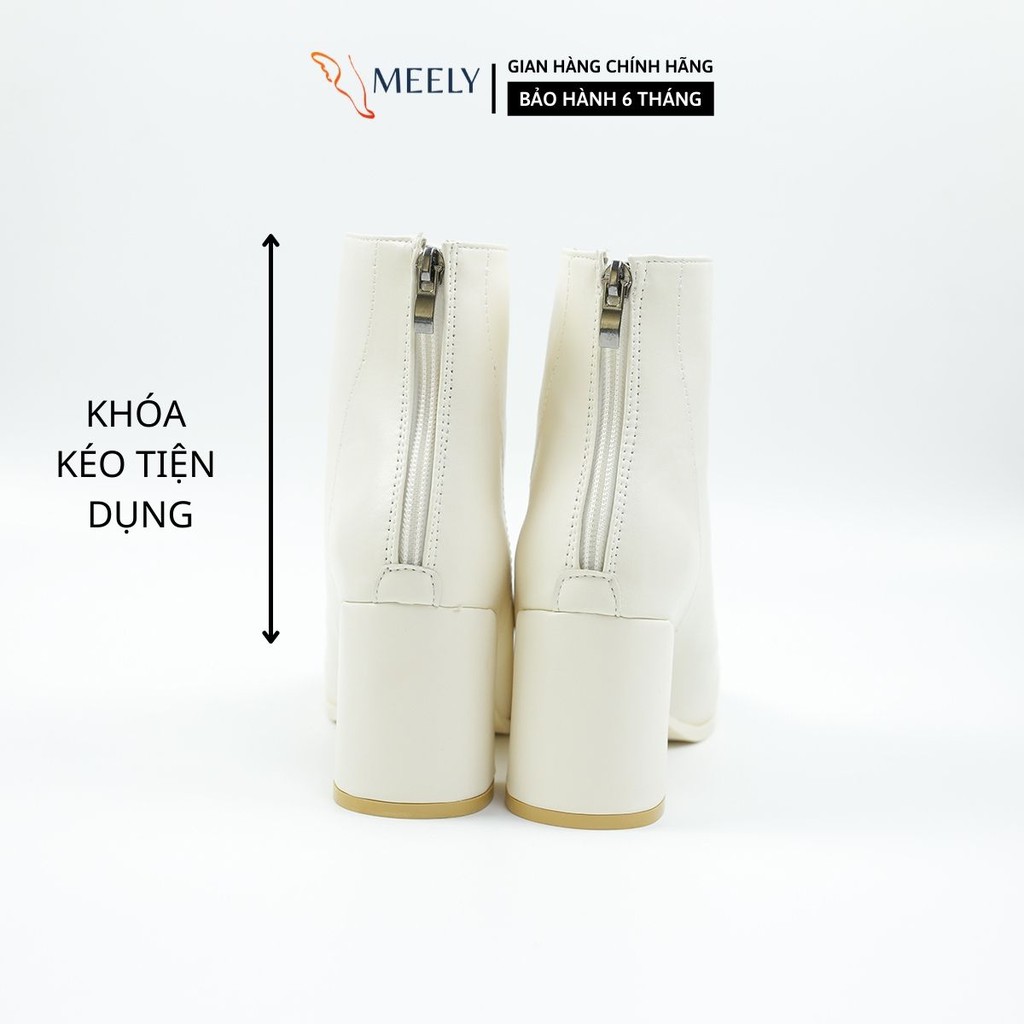 Giày Bốt Nữ MEELY Cổ Cao Boots Dây Buộc Khóa Sau 7phân Thời Trang - B22