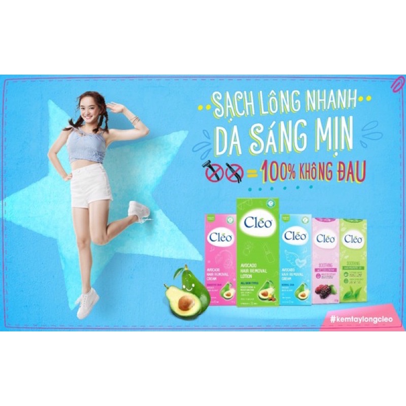 KEM TẨY LÔNG CLÉO CHIẾT XUẤT BƠ 50g -SẠCH LÔNG TRONG 5p(tẩy lông chân ,tay, nách &amp; Bikini)