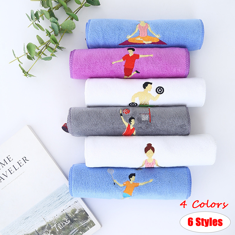 Khăn Cotton Thể Thao Thấm Hút Mồ Hôi Thêu Họa Tiết