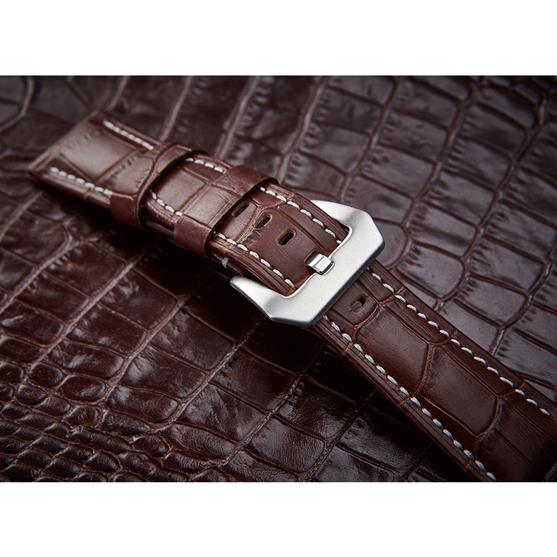 Dây Đeo Đồng Hồ Bằng Da Bò Màu Đen / Bạc 20mm 22mm 24mm 26mm Thay Thế Cho Panerai