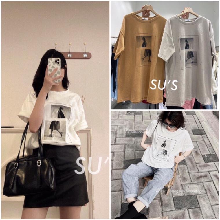 [RẺ VÔ ĐỊCH] Áo thun ngắn tay dáng rộng in hình trừu tượng kiểu Vintage cá tính, phong cách