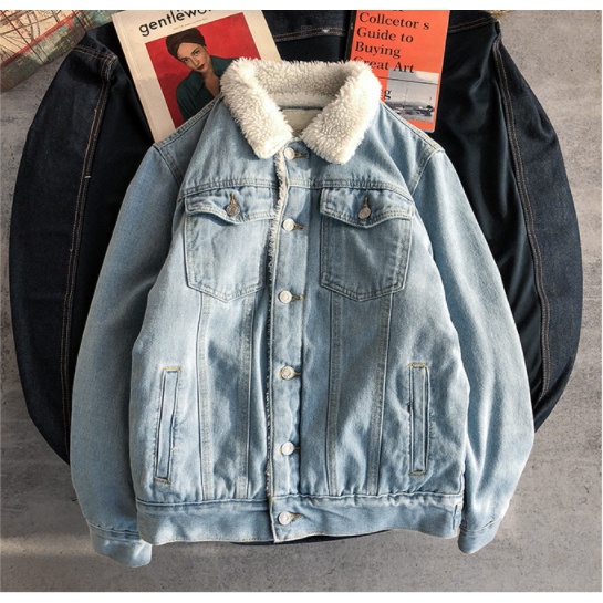 Áo khoác jean nam lót lông cừu hàng quảng châu cao cấp