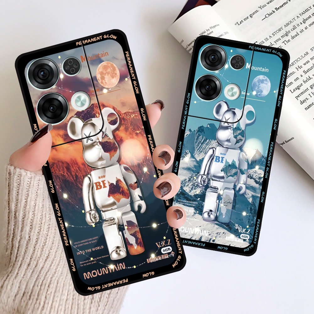 Ốp lưng Oppo Reno 8 4G / Reno 8 5G / Reno 8Z 5G in hình họa tiết Mountain, Be@rbrick dễ thương (T13 - T18)