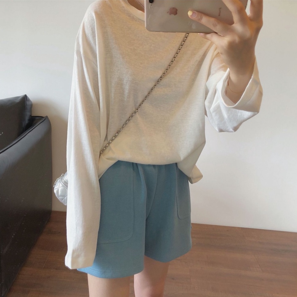 Quần Short Thể Thao Lưng Cao Kiểu Hàn Quốc Thời Trang Mùa Hè 4 Màu Cho Nữ