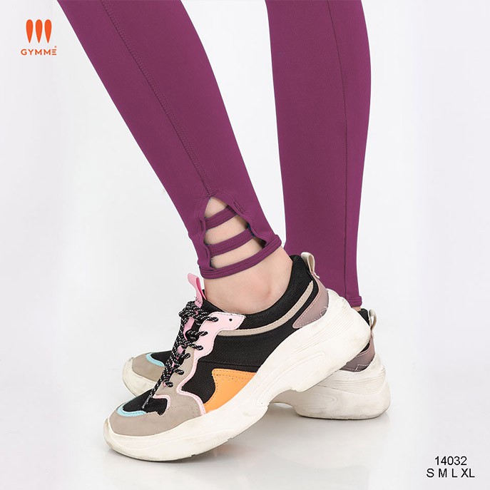 Quần tập legging nữ tập gym, yoga GYMME dáng dài phối dây ống chân - 14032