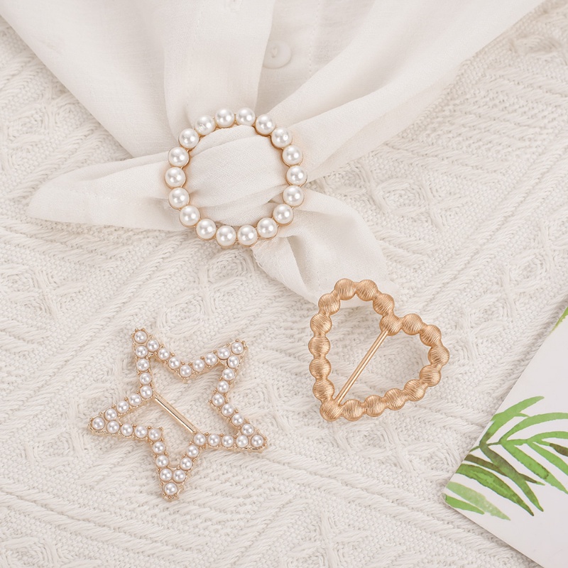 Ghim Cài Áo Hình Tròn / Trái Tim / Ngôi Sao Đính Ngọc Trai Nhân Tạo Thời Trang