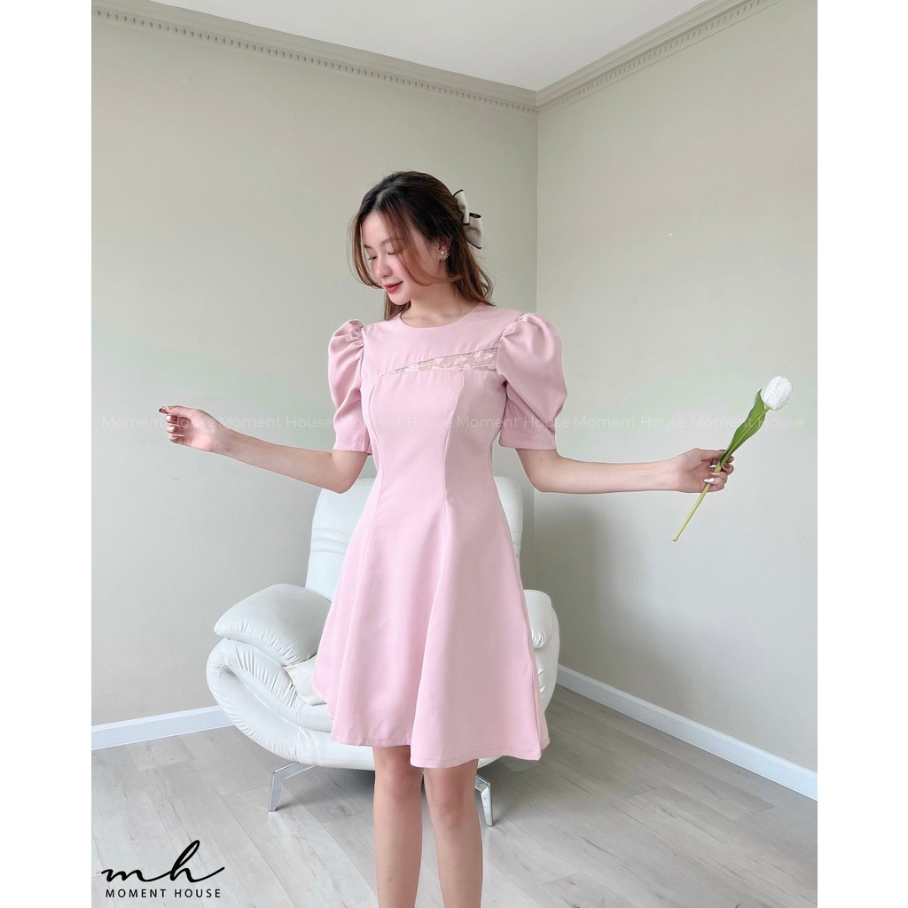 Đầm xoè phối voan, hàng may xịn xò 2 lớp, có size SML