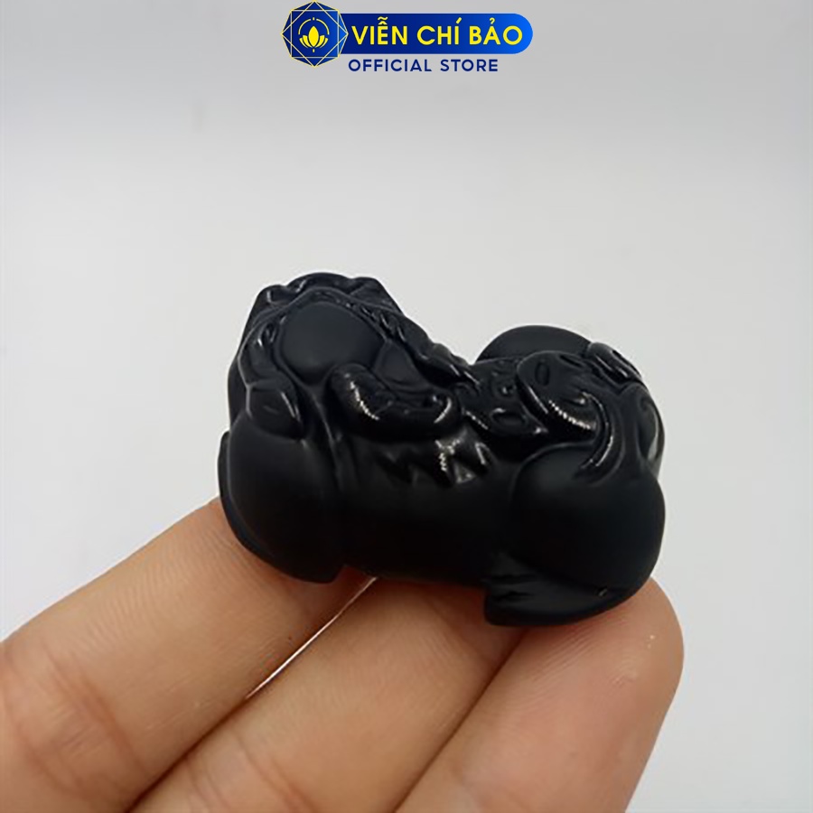 mặt dây chuyền Tỳ hưu Obsidian nghiêng đầu thời trang phụ kiện trang sức Viễn Chí Bảo M200121