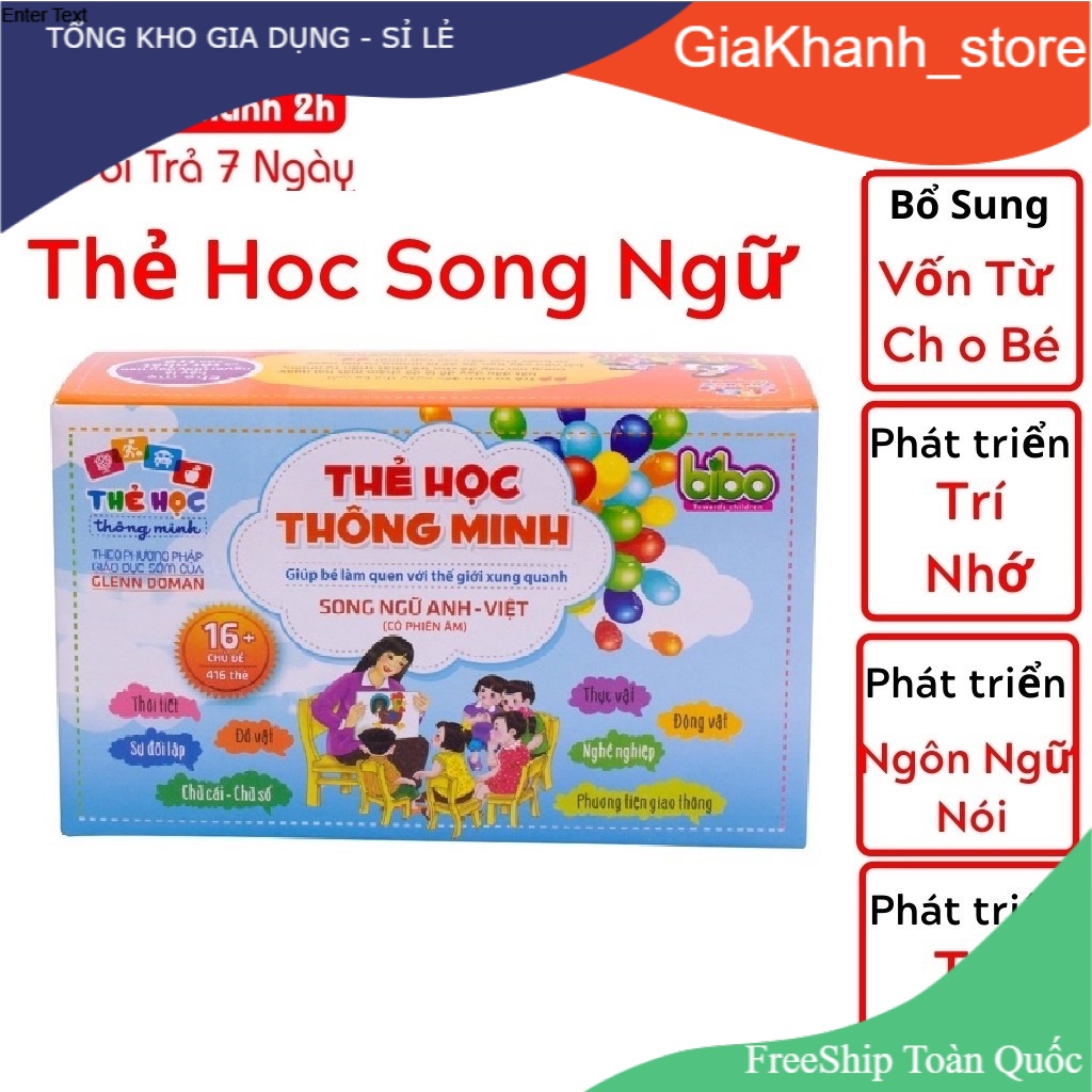 Bộ Thẻ Học Thông Minh 16 Chủ Đề, Thẻ Học Song Ngữ Cho Bé (416 Thẻ)