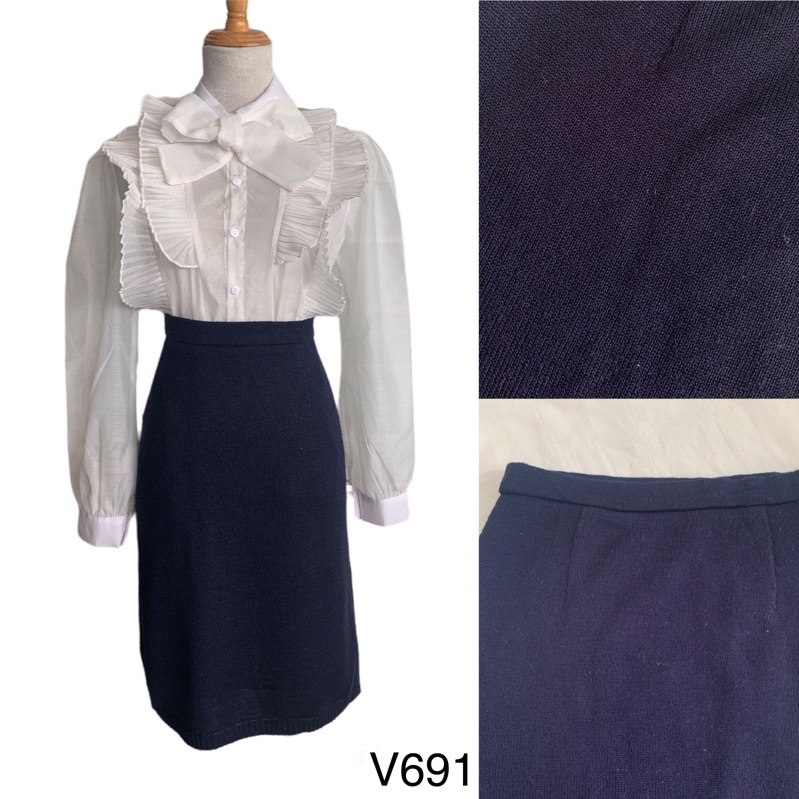 Chân váy ôm V691 form ngắn cạp chun chất len co giãn mạnh 2hand Nhật si ảnh thật