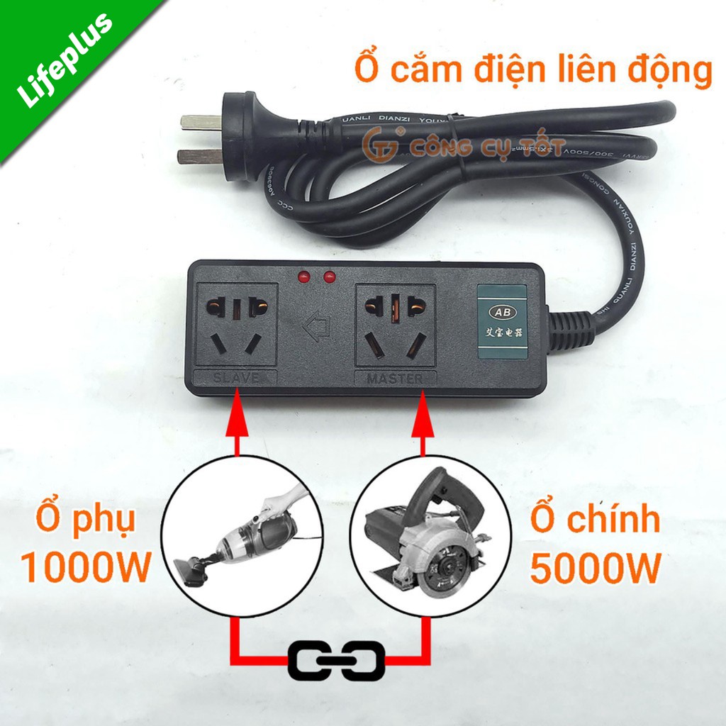 Ổ cắm điện liên động chính 5000W phụ 1000W